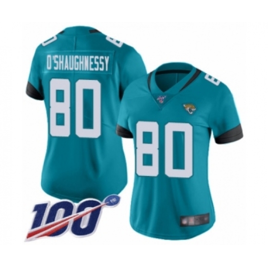 Women's Jacksonville Jaguars #80 James O'Shaughnessy Teal Green Alternate Vapor Untouchable Limited Player 100th Season Football Jersey - Ujersey