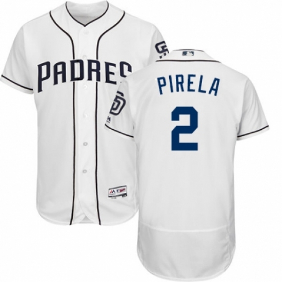 Men's Majestic San Diego Padres #2 Jose Pirela White Home Flex Base Authentic Collection MLB Jersey - Ujersey