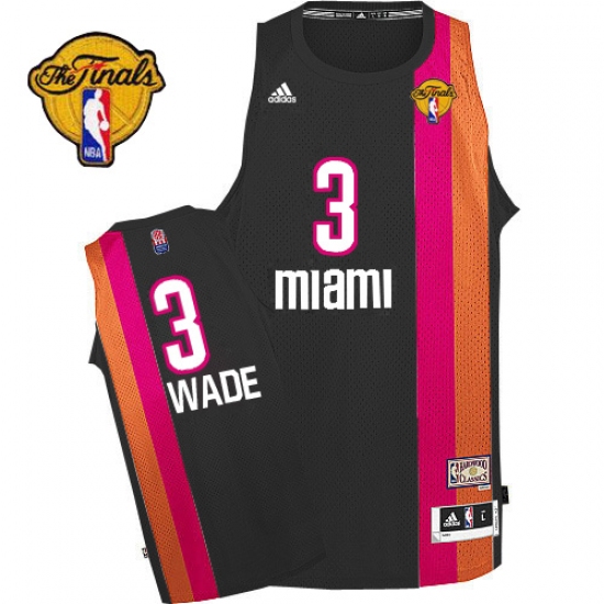 Men's Adidas Miami Heat #3 Dwyane Wade Swingman Black ABA Hardwood Classic Finals Patch NBA Jersey - Ujersey
