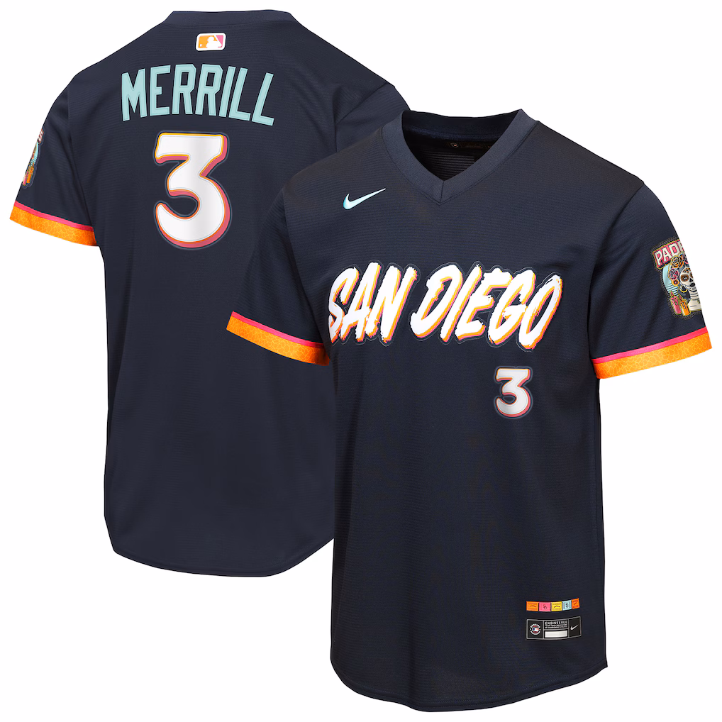 Youth San Diego Padres Jackson Merrill Nike Obsidian 2026 City Connect Stadium Jersey - Ujersey Shop
