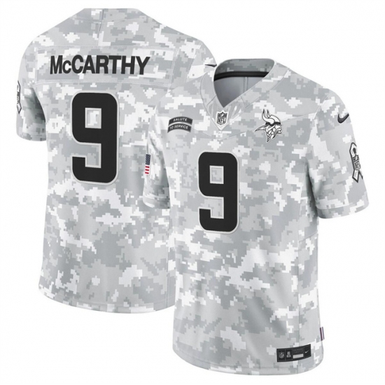 Men's Minnesota Vikings #9 J.J. McCarthy 2024 F.U.S.E Arctic Camo Salute To Service Limited Stitched Football Jersey - Ujersey