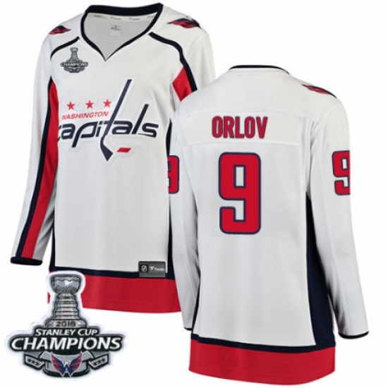Women's Washington Capitals #9 Dmitry Orlov Fanatics Branded White Away Breakaway 2018 Stanley Cup Final Champions NHL Jersey - Ujersey