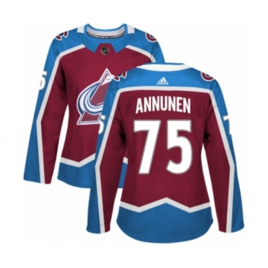 Women's Adidas Colorado Avalanche #75 Justus Annunen Premier Burgundy Red Home NHL Jersey