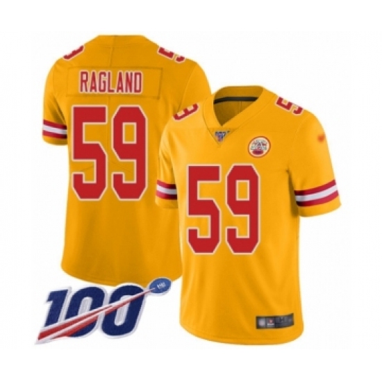 Men's Kansas City Chiefs #59 Reggie Ragland Limited Gold Inverted Legend 100th Season Football Jersey - Ujersey