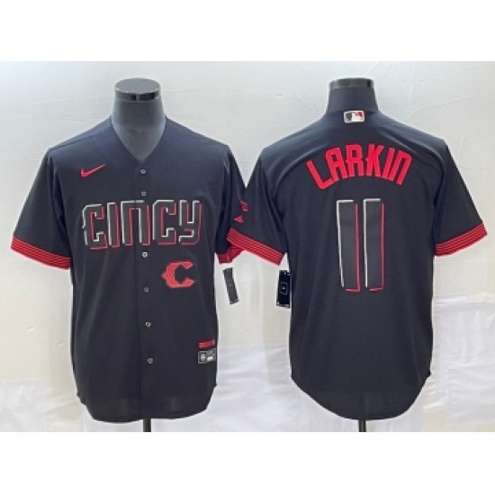 Men's Cincinnati Reds #11 Barry Larkin Black 2023 City Connect Cool Base Stitched Jersey - Ujersey