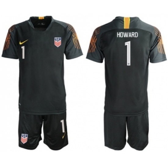USA #1 Howard Black Goalkeeper Soccer Country Jersey