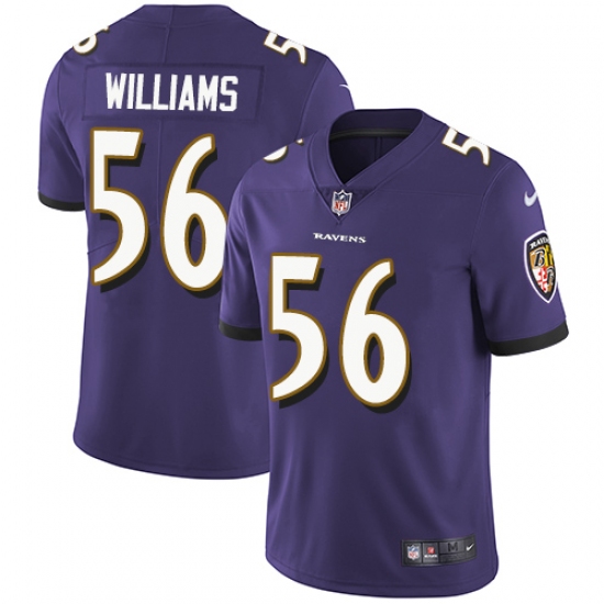Men's Nike Baltimore Ravens #56 Tim Williams Purple Team Color Vapor Untouchable Limited Player NFL Jersey - Ujersey