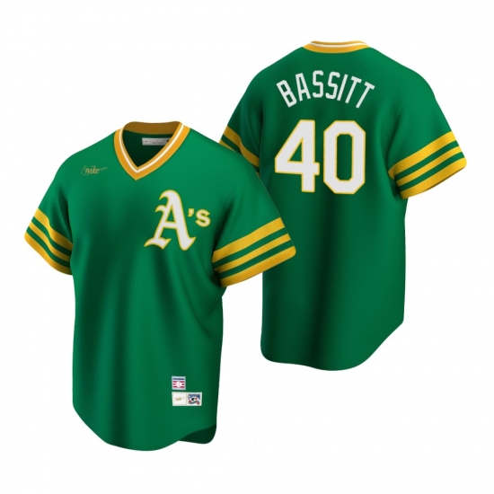 Men's Nike Oakland Athletics #40 Chris Bassitt Kelly Green Cooperstown Collection Road Stitched Baseball Jersey - Ujersey