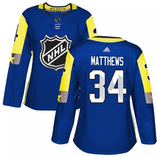 Women's Adidas Toronto Maple Leafs #34 Auston Matthews Authentic Royal Blue 2018 All-Star Atlantic Division NHL Jersey - Ujersey