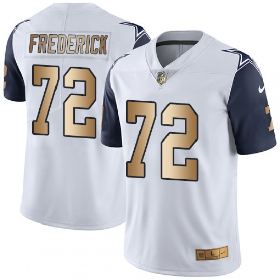 Men's Nike Dallas Cowboys #72 Travis Frederick Limited White/Gold Rush NFL Jersey - Ujersey