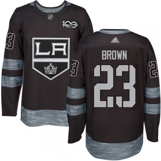Men's Adidas Los Angeles Kings #23 Dustin Brown Authentic Black 1917-2017 100th Anniversary NHL Jersey - Ujersey