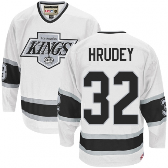 Men's CCM Los Angeles Kings #32 Kelly Hrudey Premier White Throwback NHL Jersey - Ujersey