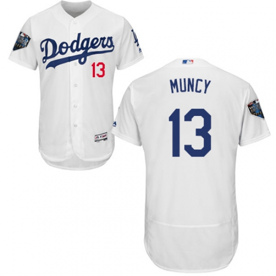 Men's Majestic Los Angeles Dodgers #13 Max Muncy White Home Flex Base Authentic Collection 2018 World Series MLB Jersey - Ujersey