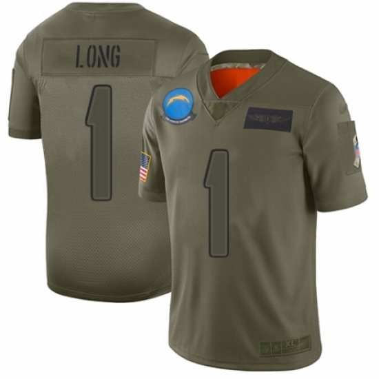 Youth Los Angeles Chargers #1 Ty Long Limited Camo 2019 Salute to Service Football Jersey - Ujersey