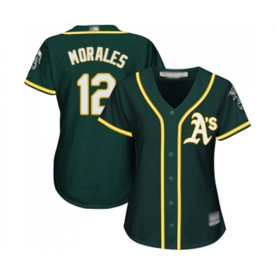 Women's Oakland Athletics #12 Kendrys Morales Replica Green Alternate 1 Cool Base Baseball Jersey - Ujersey