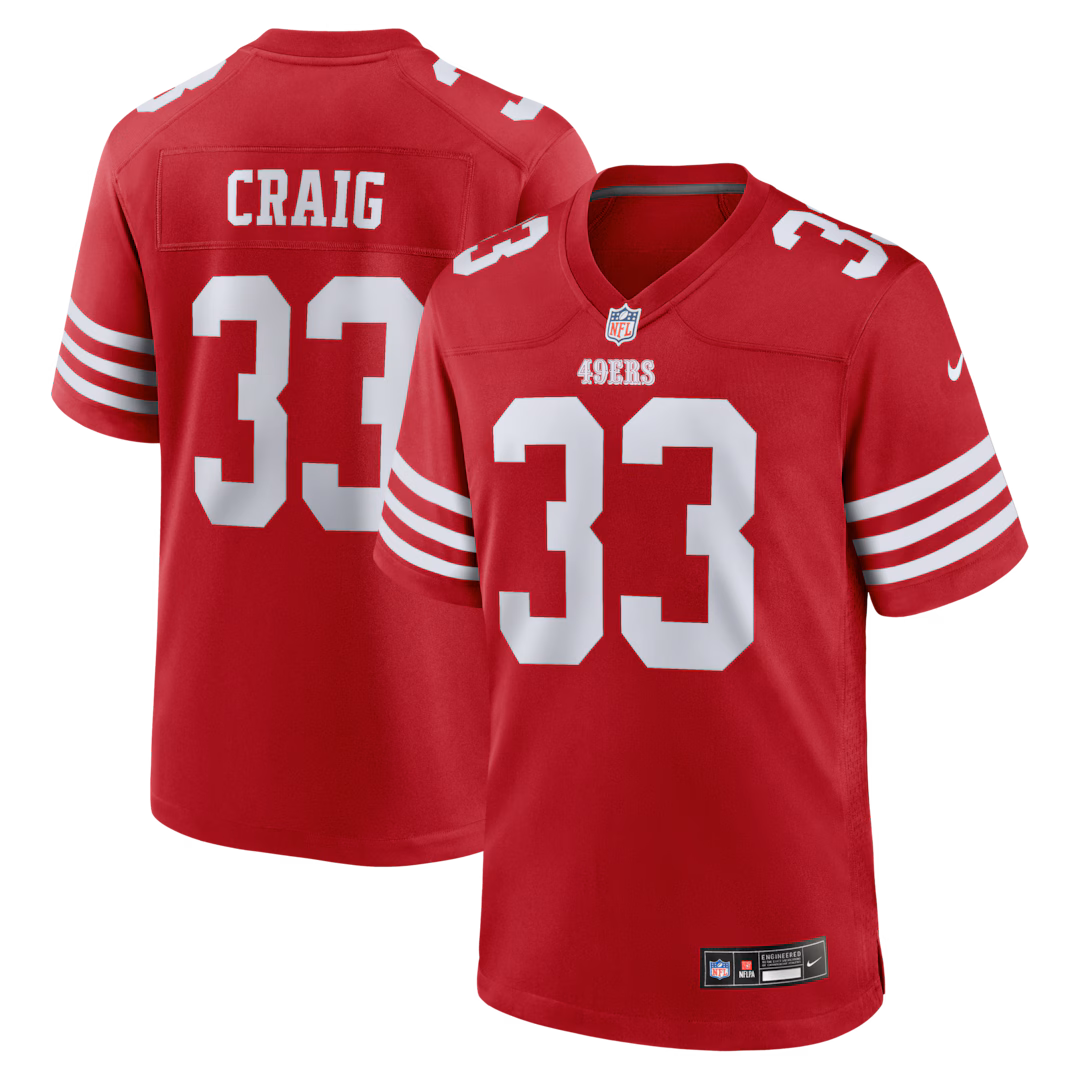 Men's San Francisco 49ers Roger Craig Nike Scarlet Team Retired Game Jersey
