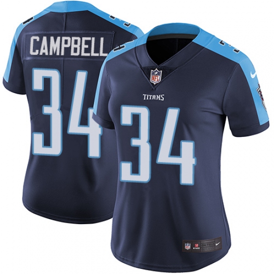 Women's Nike Tennessee Titans #34 Earl Campbell Navy Blue Alternate Vapor Untouchable Limited Player NFL Jersey - Ujersey