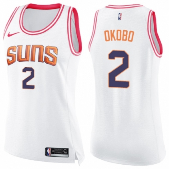 Women's Nike Phoenix Suns #2 Elie Okobo Swingman White/Pink Fashion NBA Jersey - Ujersey
