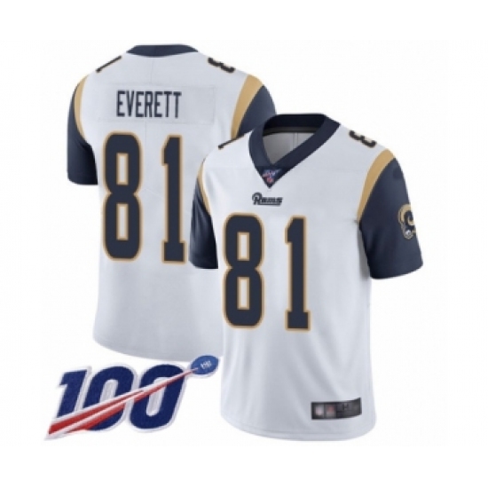 Men's Los Angeles Rams #81 Gerald Everett White Vapor Untouchable Limited Player 100th Season Football Jersey - Ujersey