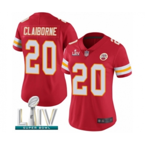 Women's Kansas City Chiefs #20 Morris Claiborne Red Team Color Vapor Untouchable Limited Player Super Bowl LIV Bound Football Jersey - Ujersey