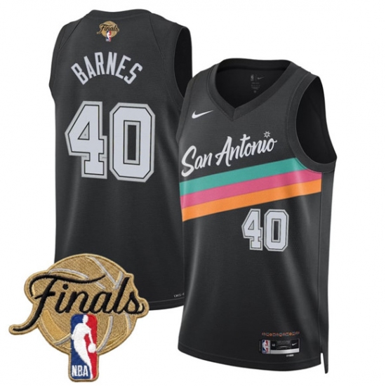Men's San Antonio Spurs #40 Harrison Barnes Black 2026 Finals City Edition Stitched Basketball Jersey - Ujersey