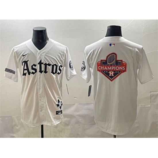 Men's Houston Astros Team Big Logo White Gothic 'Houston Born Barrio Raised' Limited Stitched Baseball Jersey