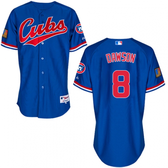 Men's Majestic Chicago Cubs #8 Andre Dawson Authentic Royal Blue 1994 Turn Back The Clock MLB Jersey - Ujersey