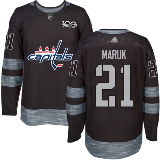 Men's Adidas Washington Capitals #21 Dennis Maruk Premier Black 1917-2017 100th Anniversary NHL Jersey - Ujersey