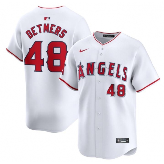 Men's Los Angeles Angels #48 Reid Detmers White Home Limited Stitched Baseball Jersey - Ujersey