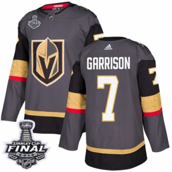 Men's Adidas Vegas Golden Knights #7 Jason Garrison Premier Gray Home 2018 Stanley Cup Final NHL Jersey - Ujersey