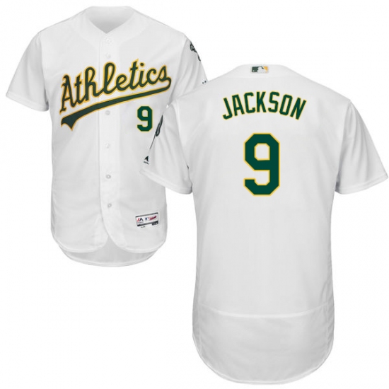Men's Majestic Oakland Athletics #9 Reggie Jackson White Home Flex Base Authentic Collection MLB Jersey - Ujersey
