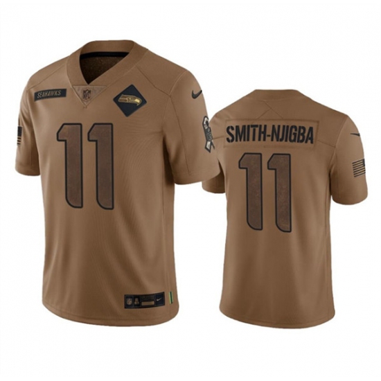 Men's Seattle Seahawks #11 Jaxon Smith-Njigba 2023 Brown Salute To Service Limited Football Stitched Jersey - Ujersey
