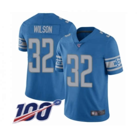 Men's Detroit Lions #32 Tavon Wilson Blue Team Color Vapor Untouchable Limited Player 100th Season Football Jersey - Ujersey