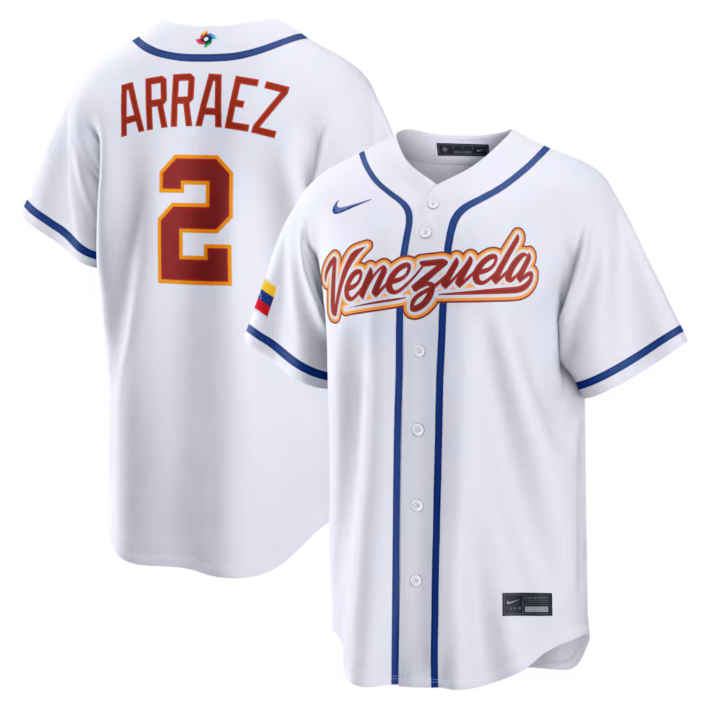 Men's Venezuela Baseball Luis Arraez Nike White 2026 World Baseball Classic Home Stadium Jersey - Ujersey