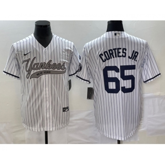 Men's New York Yankees #65 Nestor Cortes Jr White Cool Base Stitched Baseball Jersey - Ujersey