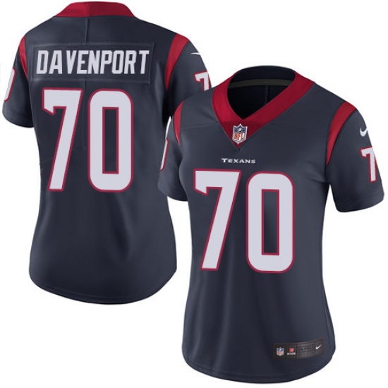 Women's Nike Houston Texans #70 Julien Davenport Elite Navy Blue Team Color NFL Jersey - Ujersey