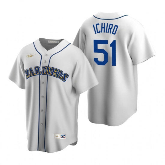Men's Nike Seattle Mariners #51 Ichiro Suzuki White Cooperstown Collection Home Stitched Baseball Jersey - Ujersey