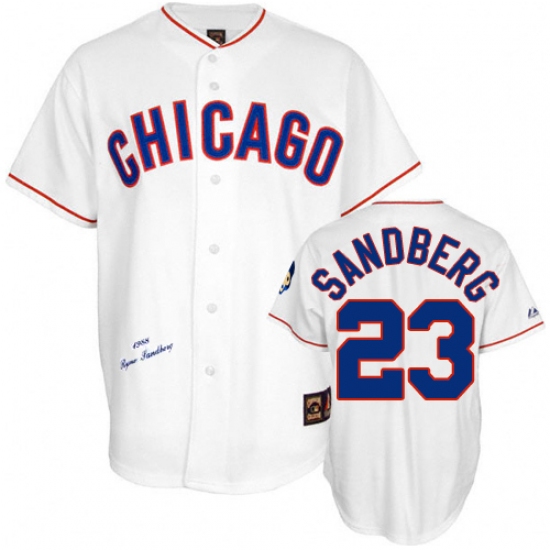 Men's Mitchell and Ness Chicago Cubs #23 Ryne Sandberg Replica White 1988 Throwback MLB Jersey - Ujersey