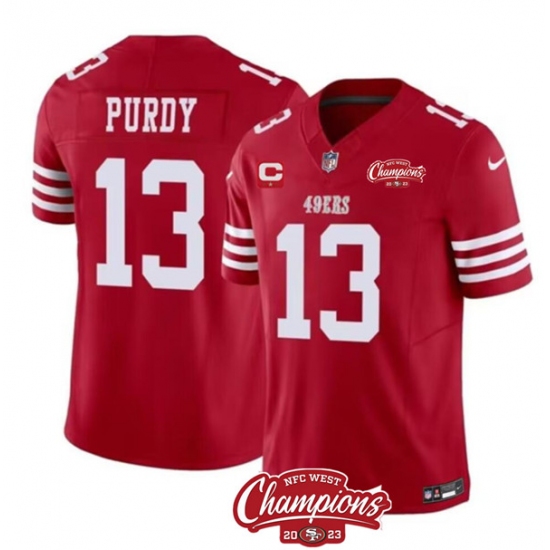 Men's San Francisco 49ers #13 Brock Purdy Red 2023 F.U.S.E. With 1-star C And NFC West Champions Football Stitched Jersey - Ujersey