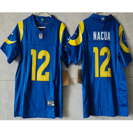 Women's Los Angeles Rams #12 Puka Nacua Limited Blue FUSE Vapor Jersey - Ujersey