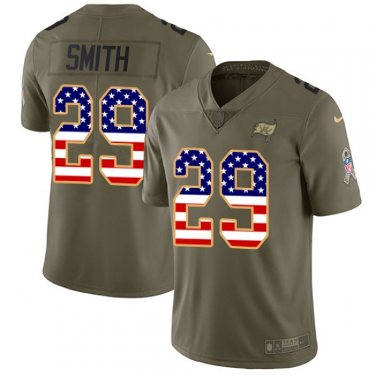 Men's Nike Tampa Bay Buccaneers #29 Ryan Smith Limited Olive/USA Flag 2017 Salute to Service NFL Jersey - Ujersey
