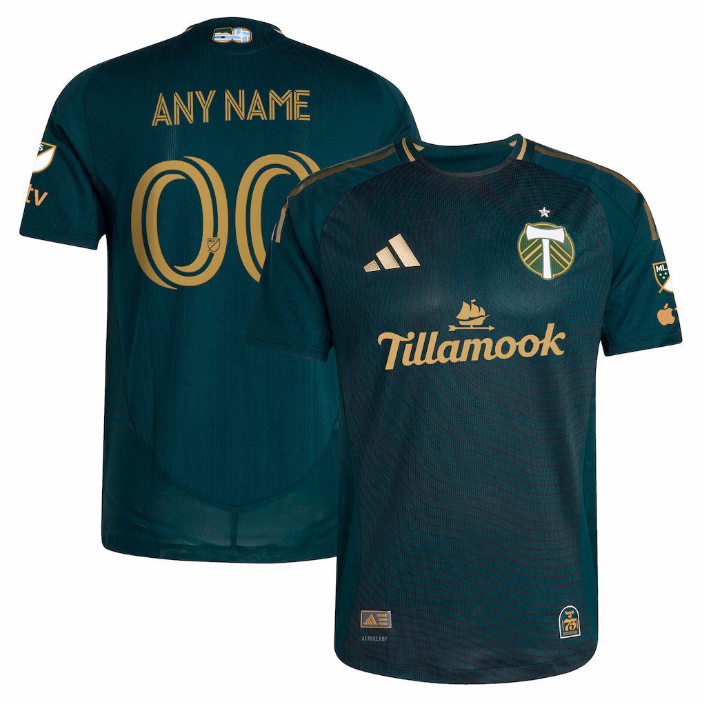 Men's Portland Timbers adidas Green 2025 Forever Green & Gold Authentic Custom Jersey - ujerseystore