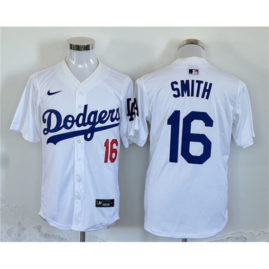 Men's Los Angeles Dodgers #16 Will Smith White Home Limited Stitched Baseball Jersey - Ujersey