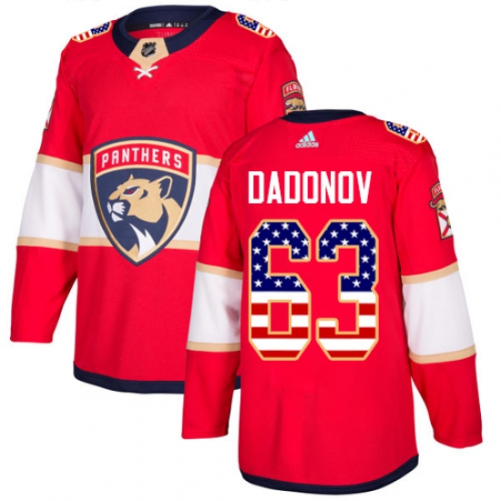 Youth Adidas Florida Panthers #63 Evgenii Dadonov Authentic Red USA Flag Fashion NHL Jersey