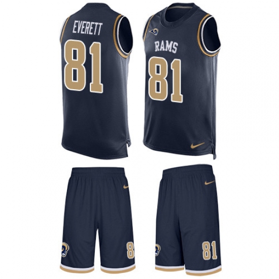 Men's Nike Los Angeles Rams #81 Gerald Everett Limited Navy Blue Tank Top Suit NFL Jersey - Ujersey