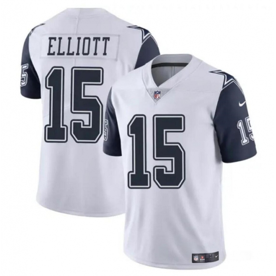 Men's Dallas Cowboys #15 Ezekiel Elliott White Color Rush Limited Football Stitched Jersey - Ujersey