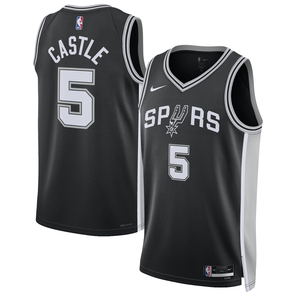 Unisex San Antonio Spurs Stephon Castle Nike Black Swingman Jersey - Icon Edition - Ujersey