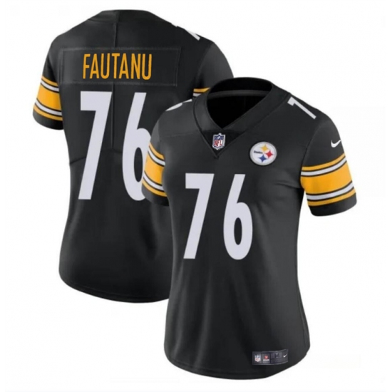 Women's Pittsburgh Steelers #76 Troy Fautanu 2024 Draft Black Vapor Football Stitched Jersey - Ujersey