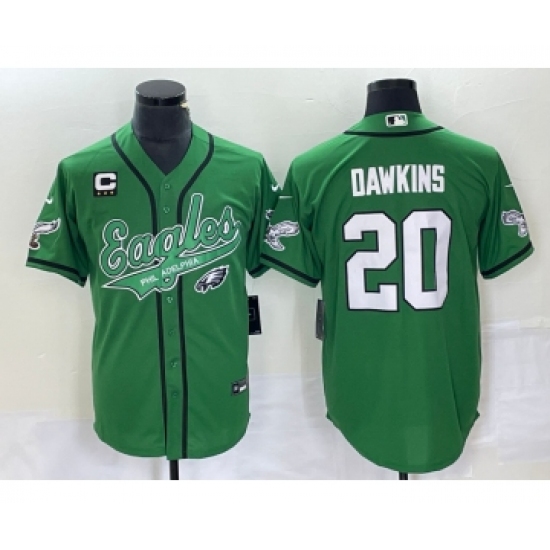 Men's Nike Philadelphia Eagles #20 Brian Dawkins Green C Cool Base Stitched Baseball Jersey - Ujersey