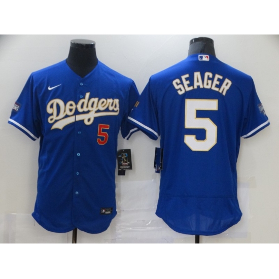 Men's Nike Los Angeles Dodgers #5 Corey Seager Blue Elite Series Champions Jersey - Ujersey